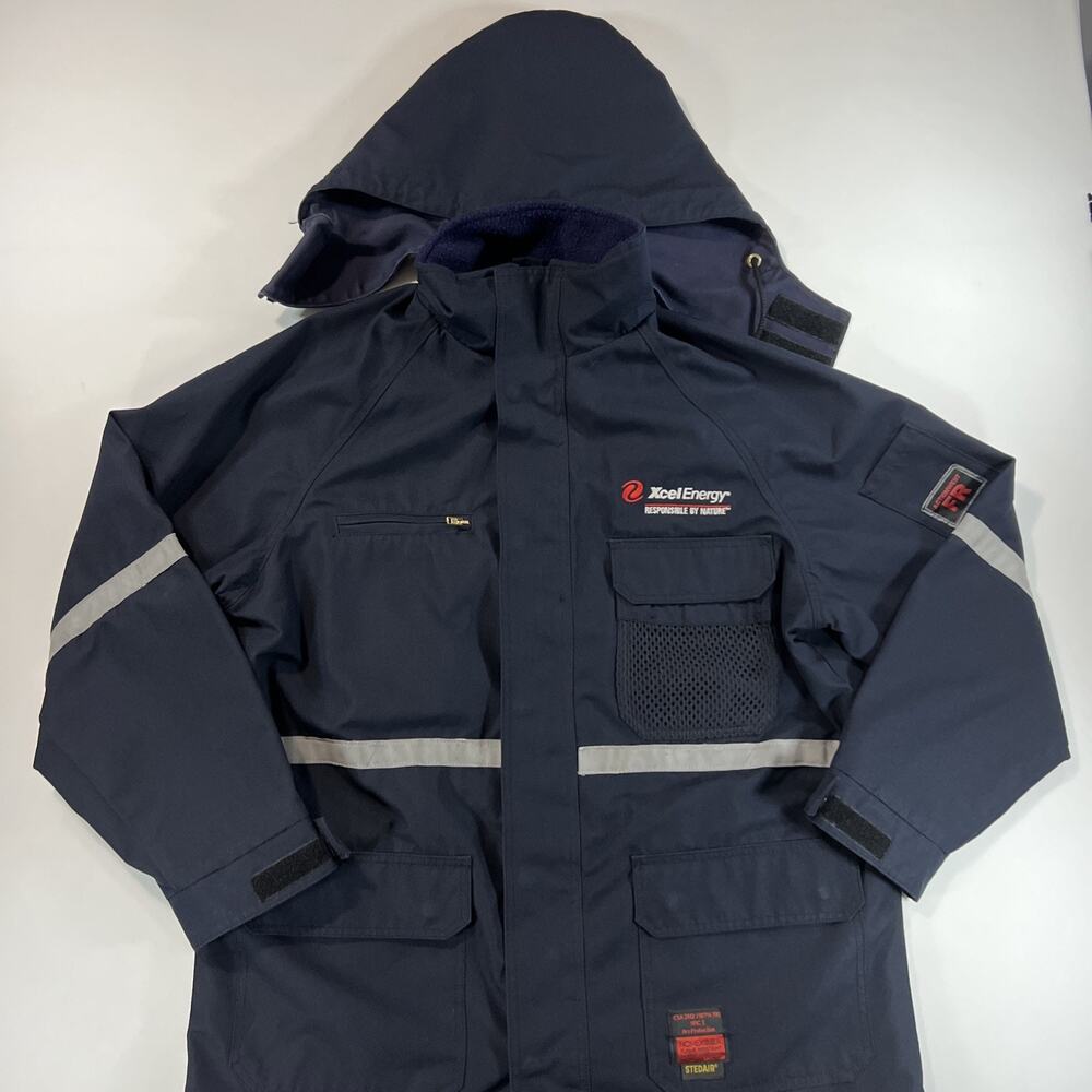 Actionwest FR Flame Resistant Dark Blue Mens Heavy Work Jacket Size L
